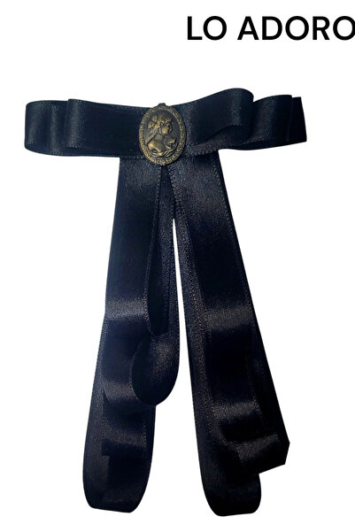 LO ADORO Arslan Detail Women's Tie Women's Detail Brooch Collar Accessory Women's Bow Tie Satin Tie Velvet Tie