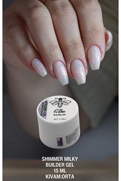 QBEE PROFESSIONAL 15ml Protez Tırnak Jeli Builder Gel Shimmer Milky