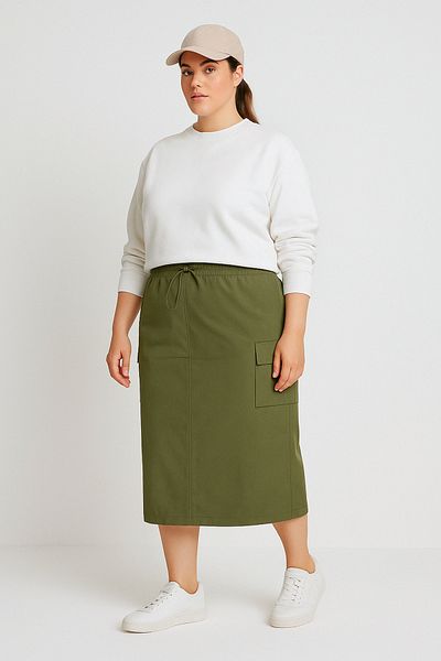 Stil Diva Plus Size Midi Length Cargo Skirt302037