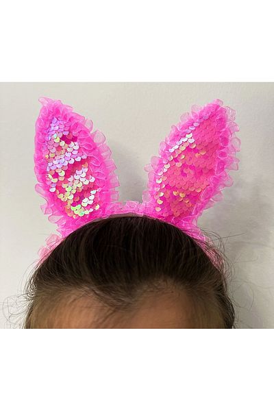 hunner Fuchsia Lace Lighted Rabbit Ear Crown