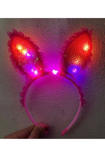 hunner Fuchsia Lace Lighted Rabbit Ear Crown
