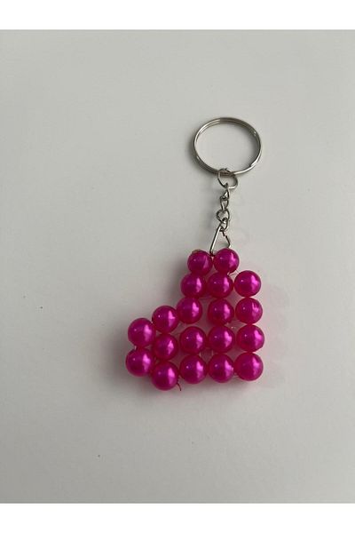 Antin Kuntin Pink Heart Bead Keychain 3 Pieces Gift Wedding Henna Engagement Promise Handmade