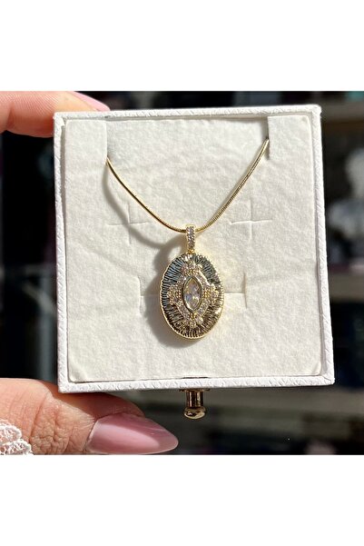 Vintagezegeni Taşlı Oval Vintage Kolye