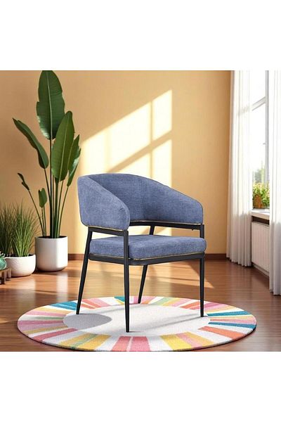Generic Dining chair, Fabric Dining Side Chair With Metal Frame 83x58x54cm Blue
