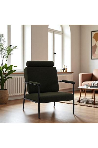 Generic Modern Armchair Upholstered Comfy Seating Accent Chair with Metal Legs 95x72x50cm Green