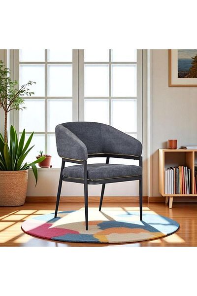 Generic Dining chair, Fabric Dining Side Chair With Metal Frame 83x58x54cm Dark Grey