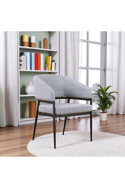 Generic Dining chair, Fabric Dining Side Chair With Metal Frame 83x58x54cm Light Grey