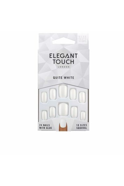 Elegant Touch Polierte farbige Nägel mit Squoval-Kleber #ziemlich weiß