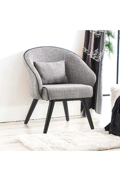 Generic Dining chair, Fabric Dining Side Chair With Black Legs Grey
