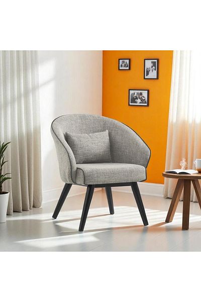Generic Dining chair, Fabric Dining Side Chair With Black Legs Biege
