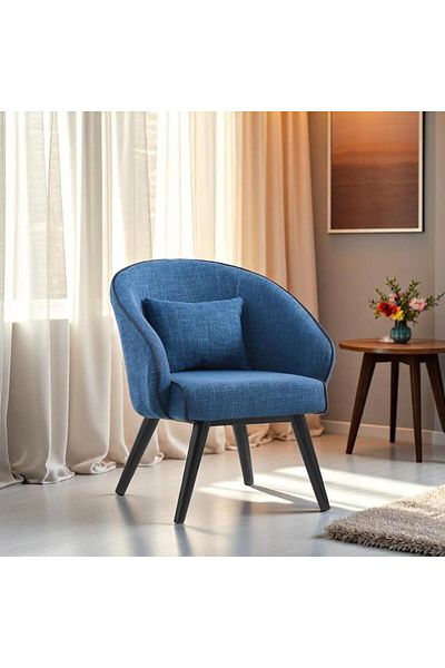 Generic Dining chair, Fabric Dining Side Chair With Black Legs Blue
