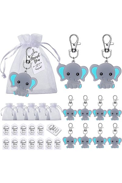 Choice Blue 10 Shower Gift Set, Customer Return Gift, Elephant Keychain, Hard Gauze Bag, And Thank-you Labe