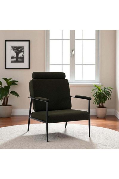 Generic Modern Armchair Upholstered Comfy Seating Accent Chair with Metal Legs 95x72x50cm Green