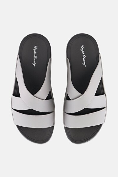 English Laundry Men Slip On Arabic Sandals, Light Grey