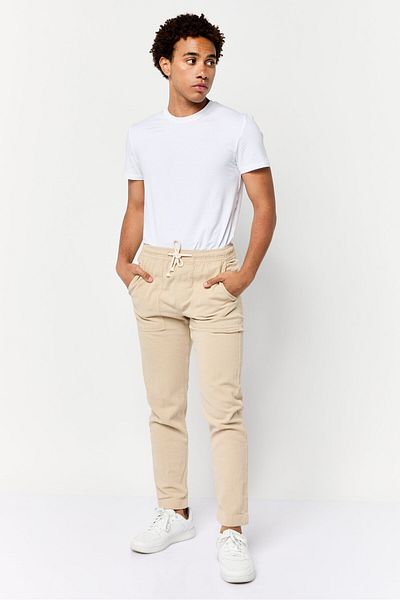 CELIO Men Regular Fit Textured Jogger Pants, Beige
