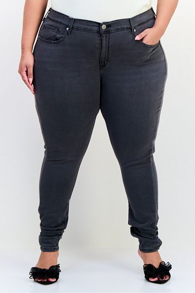 Levi's Women Curvy Solid Stretchable Super Skinny Jeans, Grey