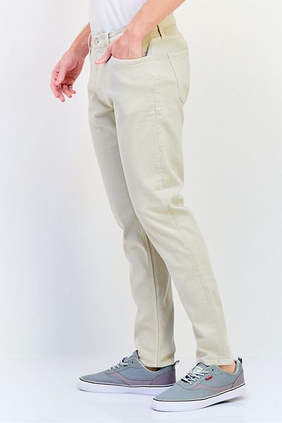CELIO Men Slim Fit Solid Stretchable Solid Jeans, Beige