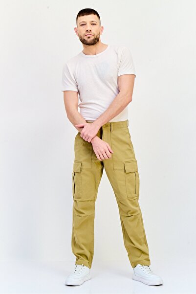 CELIO Men Regular Fit Solid Cargo Pants, Khaki
