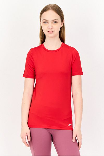 Reebok Women Sportswear Fit Short Sleeve Training Tops, Red