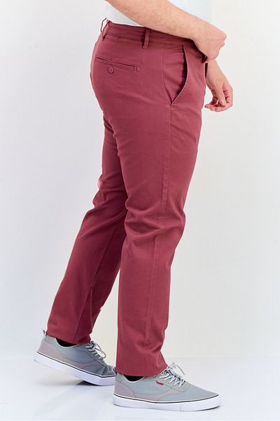 CELIO Men Regular Fit Solid Chino Pants, Burgundy