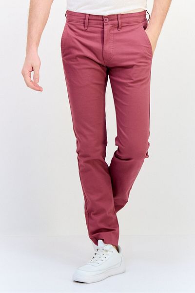 CELIO Men Slim Fit Solid Chino Pants, Maroon