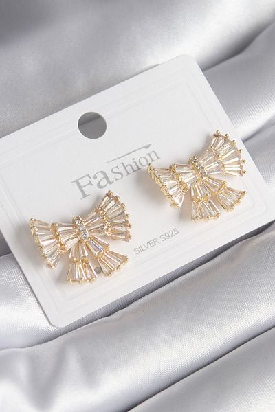 Skygo Brass Gold Color Zircon Stone Ribbon Model Women's Earrings - TJ-BKP8599