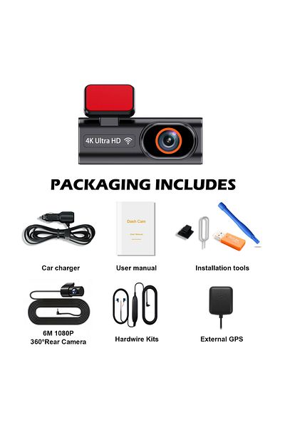 Choice 64g With Rc Hk Gps Ultra Hd 4k Car Front Dash Cam Mini Wifi Dvr Black Box Room With 24h Parking Moni