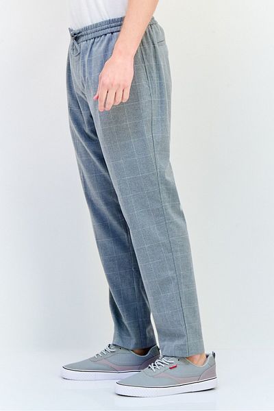 CELIO Men Jogger Fit Checkered Straight Pants, Grey