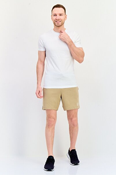 GAP Men Embroidered Logo Basic Shorts, Tan