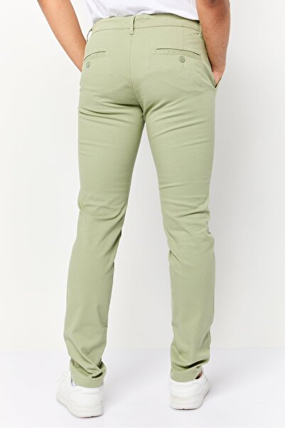 CELIO Men Slim Fit Solid Chino Pants, Light Green