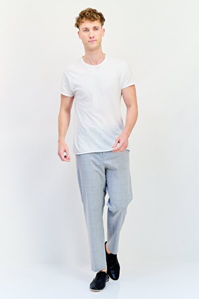 CELIO Men Stretch Fit Checkered Stretchable Dress Pants, Grey