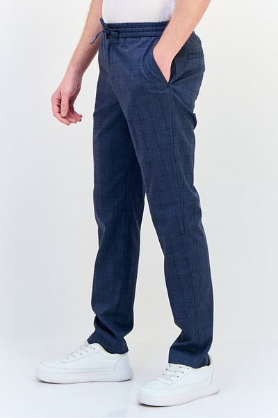 CELIO Men Smart Fit Checkered Jogger Pants, Dark Grey