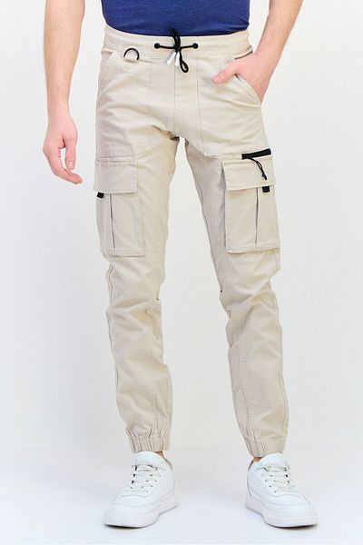 CELIO Men Regular Fit Plain Jogger Pants,beige