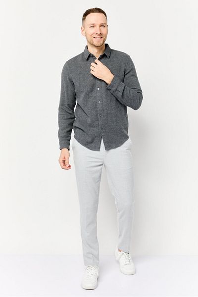 CELIO Men Regular Fit Textured Long Sleeves Casual Shirt, Grey