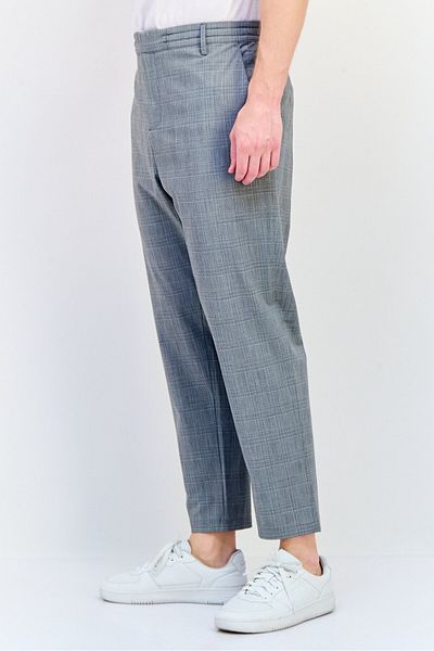 CELIO Men Regular Fit Checkered Chino Pants, Grey