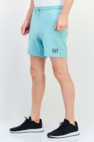 GAP Men Embroidered Logo Basic Shorts, Teal Green