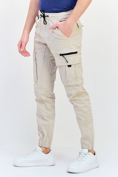 CELIO Men Regular Fit Plain Jogger Pants,beige