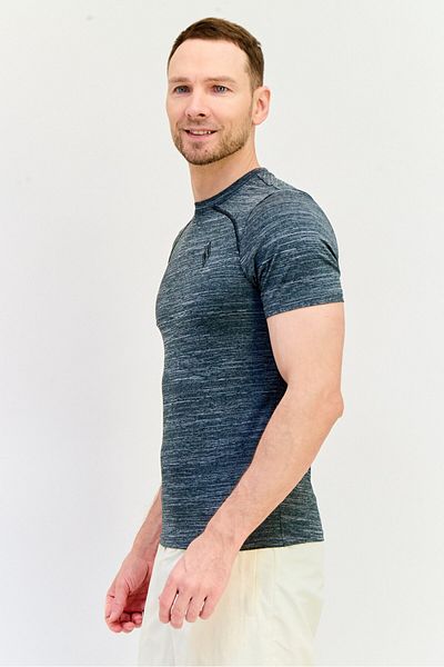 SKECHERS Men Sportswear Fit Short Sleeves Training T-shirt, Heather Grey