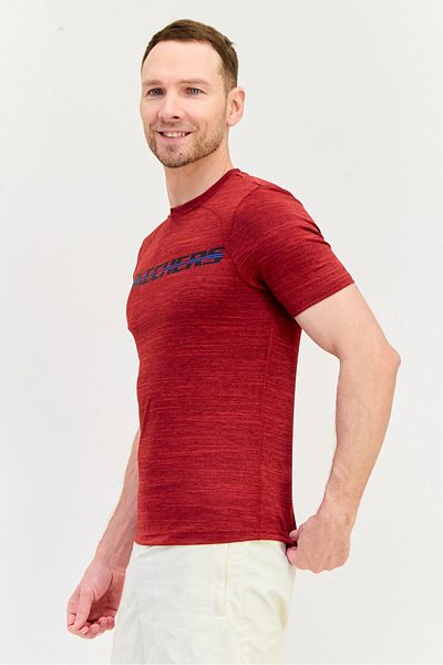 SKECHERS Men Sportswear Fit Short Sleeve Outdoor T-shirt, Maroon