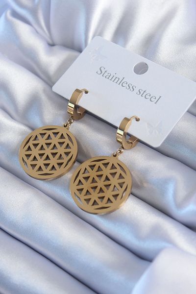 Skygo 316L Steel Gold Color Lotus Model Women's Earrings - Tj-Bkp8026