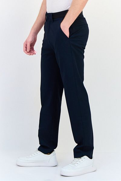 CELIO Men Regular Fit Solid Stretchable Straight Leg Pants, Navy