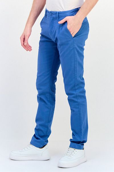 CELIO Men Slim Fit Solid Chino Pants, Slate Blue