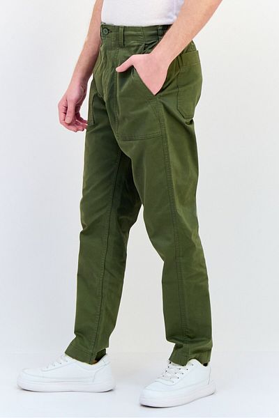 CELIO Men Regular Fit Solid Chino Pants, Army Green