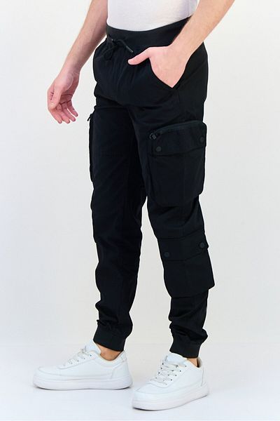 CELIO Men Regular Fit Solid Cargo Pants, Black