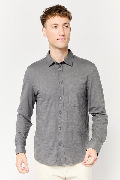 CELIO Men Regular Fit Heather Long Sleeves Casual Shirt, Grey
