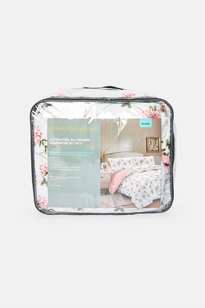 Catherine Malandrino 3 Pieces Queen Cotton Feel Floral Print Micro Fiber Comforter Set, Multicolor