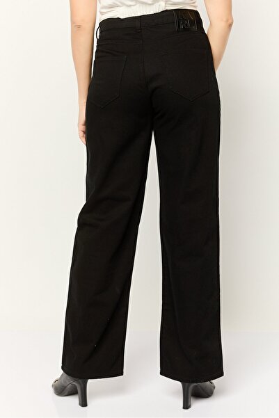 Karl Lagerfeld Women Regular Fit Mid Rise Wide Leg No Stretch Jeans, Black