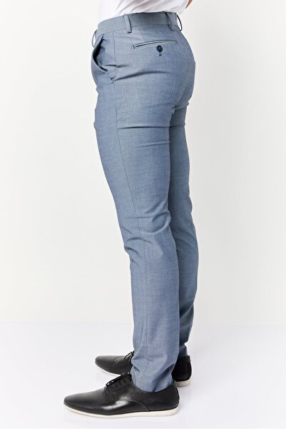 CELIO Men Slim Fit Plain Dress Pants, Light Blue