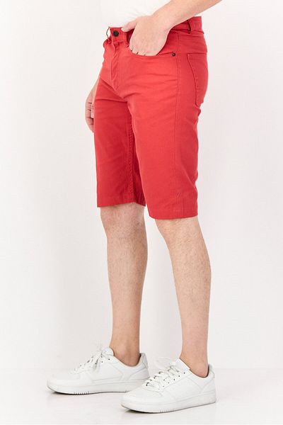 Chaps Men Custom Fit Textured Denim Shorts, Red