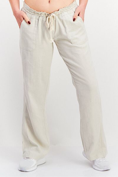 Roxy Women Regular Fit Textured Wide Leg Pants, Beige